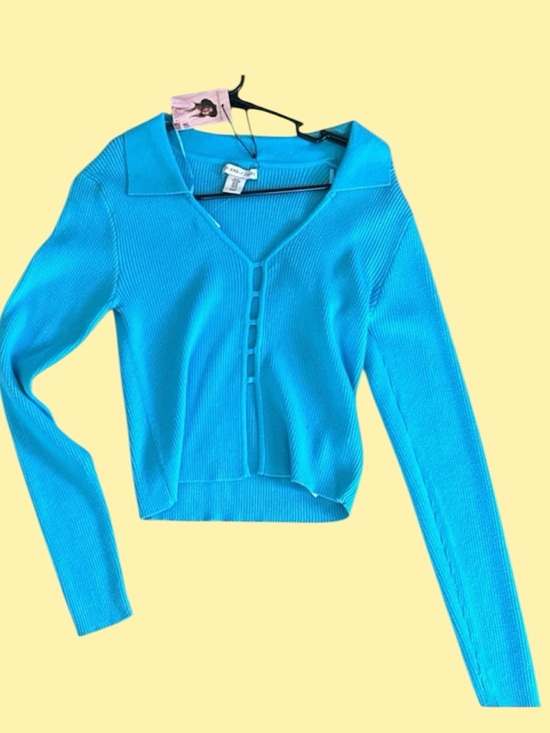 Sincerly Jules Tops - Sincerely Jules Turquoise Ribbed V-Neck Crop Top